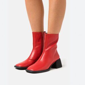 Pre-Loved VAGABOND Ansie Red Leather Ankle Boots - Size 37 EU